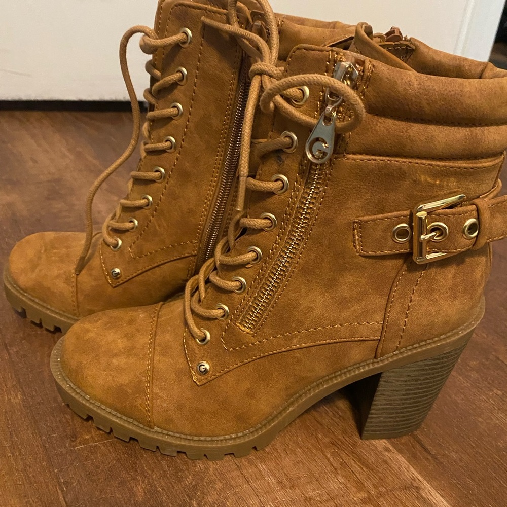 Brown lace up boots